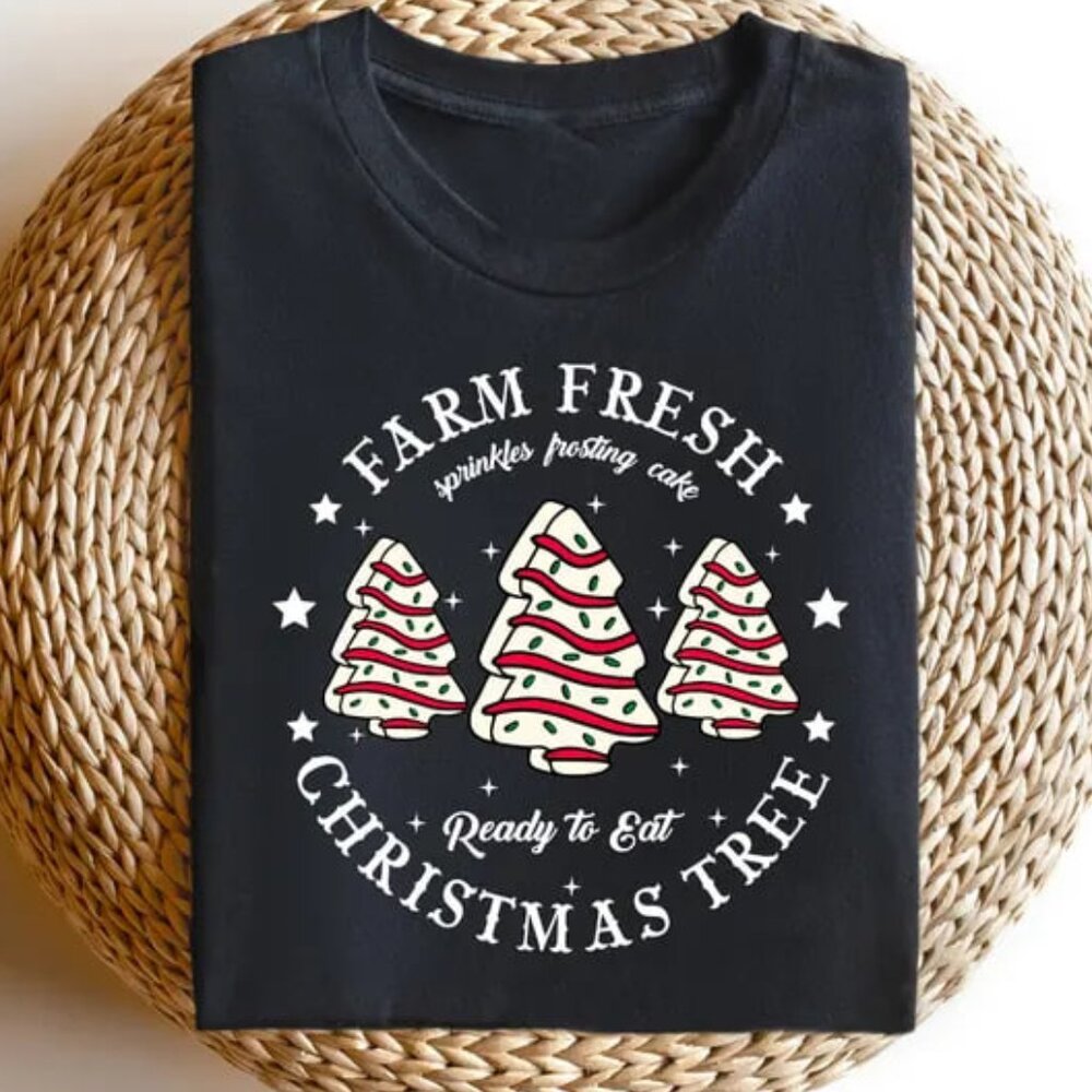 Christmas Tree Shirt, Graphic Christmas Tree Cake Shirt, Christmas Gift